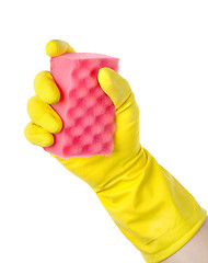 Image showing Yellow cleaning glove