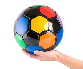 Image showing Soccer ball in hand
