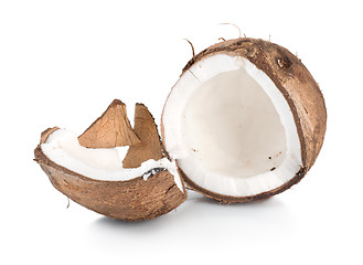 Image showing Two parts of a coconut