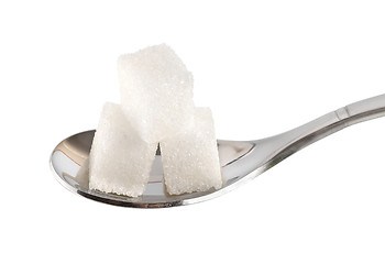 Image showing Spoon with sugar cubes