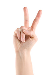 Image showing Hand showing victory sign