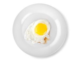 Image showing Fried egg on a plate (Path)