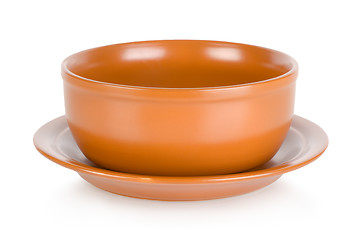 Image showing Brown bowl isolated 