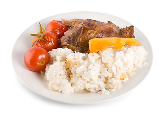 Image showing Boiled rice with chicken 