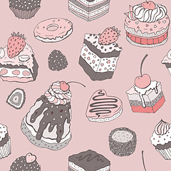 Image showing Cute cake. Seamless background.