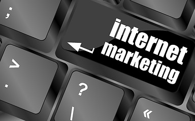 Image showing online marketing or internet marketing concepts, with message on enter key of keyboard key