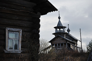 Image showing orthodox  wooden church in the village of Manga, Karelia, Russia