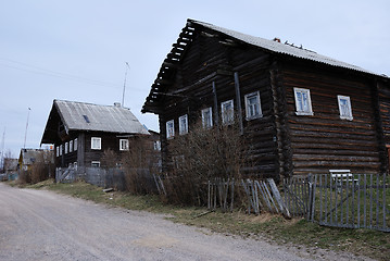 Image showing traditional wooden house in the northern village, Russia