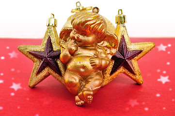 Image showing angel and christmas stars