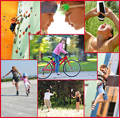 Image showing photo collage of active people doing sports activities