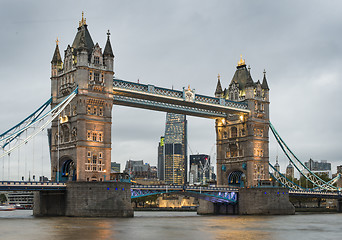 Image showing London Tower bridge on sunset