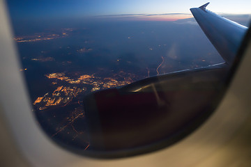 Image showing Night view Out Of Airplane