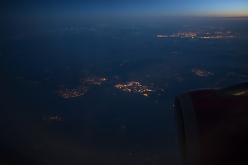 Image showing Night view Out Of Airplane