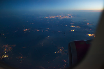 Image showing Night view Out Of Airplane