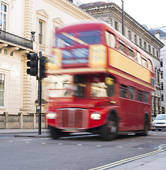 Image showing Red vintage bus in London. 