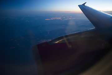 Image showing Night view Out Of Airplane