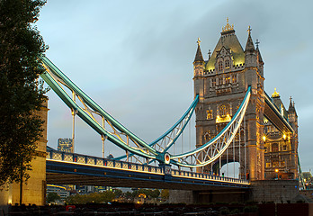 Image showing London Tower bridge on sunset