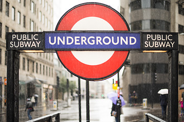 Image showing Subway station and sign