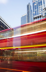 Image showing Red Bus in motion in City of London