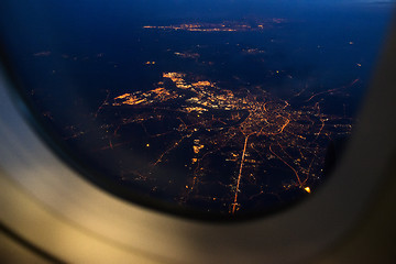 Image showing Night view Out Of Airplane