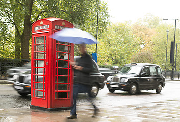 Image showing Red Phone cabine in London. 