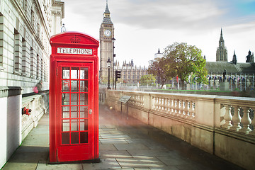 Image showing Big ben and red phone cabine