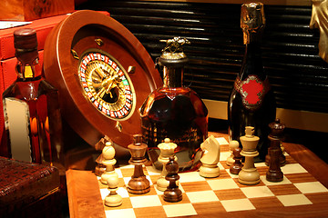 Image showing Roulette and chess