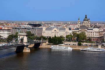 Image showing Danube, Chain Bridge and Budapest view