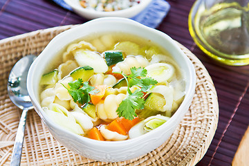 Image showing Vegetables soup with pasta