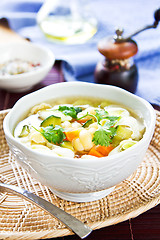 Image showing Vegetables soup with pasta