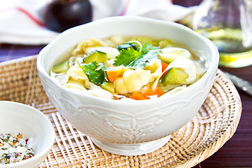 Image showing Vegetables soup with pasta