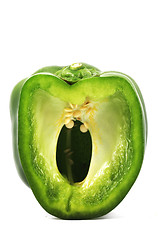 Image showing close-up of cut green pepper