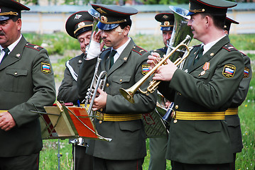 Image showing PETROZAVODSK, RUSSIA ? JUNE 8: military band musicians perform o