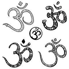 Image showing Ohm. Om Aum Symbol.  Hand drawn illustration.