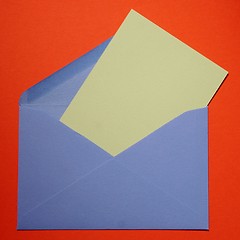 Image showing Blue envelope with card