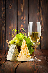 Image showing Wineglass and cheese