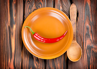 Image showing Pepper in a plate and spoon