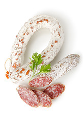 Image showing Salami sausage and parsley