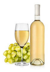 Image showing White wine and grapes