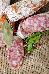 Image showing Salami and spices