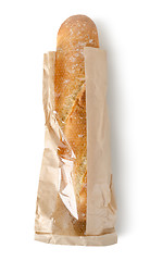 Image showing Fresh baguette in a paper bag