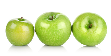 Image showing Three green apples isolated