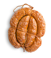 Image showing Smoked bunch sausage isolated