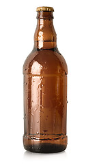 Image showing Beer in a brown bottle isolated