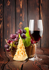 Image showing Wine glass and cheese
