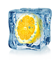 Image showing Ice cube and lemon