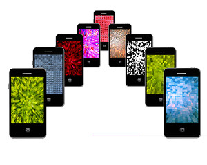 Image showing mobile phones with different abstract textures