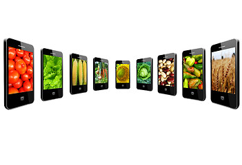 Image showing mobile phones with images of different vegetables