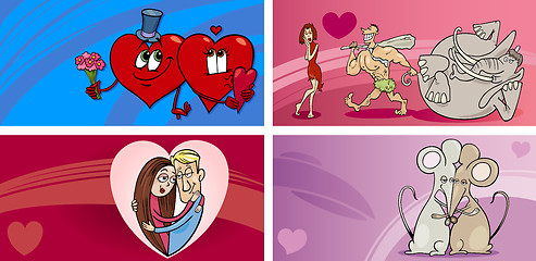 Image showing valentine cartoon greeting cards set