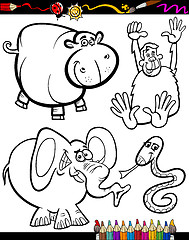 Image showing Cartoon Animals for Coloring Book
